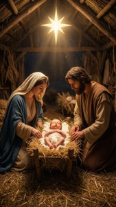 Sự ra đời của Chúa Giêsu với một ngôi sao sáng.