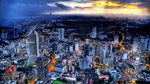 Hình nền cảnh thành phố Kuala Lumpur với hiệu ứng đã lọc.