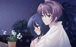 Cặp đôi anime ôm chăn — Anime couple GIF Hình nền