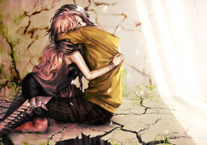 Cặp đôi anime ôm nhau tóc hồng — Anime couple GIF Hình nền