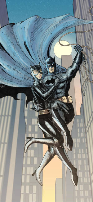 Hình nền Catwoman và Batman bay — iPhone 12 mini Hình nền