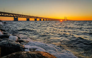Hình nền cầu Oresund bầu trời trong xanh
