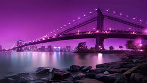 Hình nền cầu màu tím thẩm mỹ ở Thành phố New York.