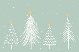 Cây thông Noel xanh và trắng thẩm mỹ — Pastel xanh Hình nền