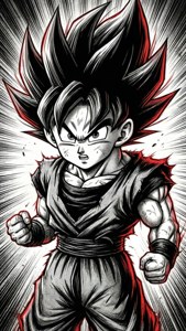 Chân dung anh hùng manga cách điệu với các đường tốc độ và điểm nhấn màu đỏ, gợi lên năng lượng shonen biểu tượng. — Manga GIF Hình nền