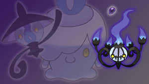 Chandelure với hình bóng của Lampent và Litwick — Anime máy tính Hình nền