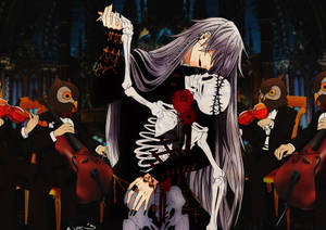 Hình nền chàng trai anime nhảy múa cùng bộ xương — Anime nhảy Hình nền