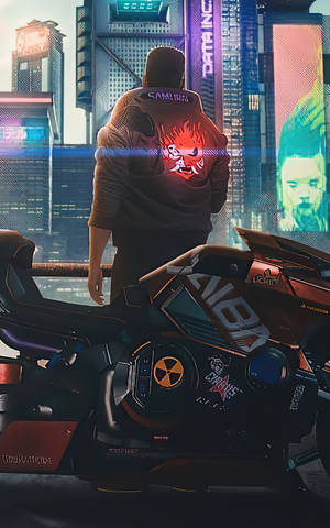 Chàng Trai Mặc Áo Khoác Trong Cyberpunk Cho Android — Redmi Pad 2 Hình nền
