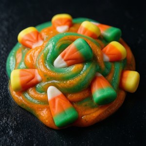 Chất nhờn trộn với kẹo bắp tạo nên hình nền Halloween ngọt ngào và ma quái. — Pixel Watch 4 Hình nền