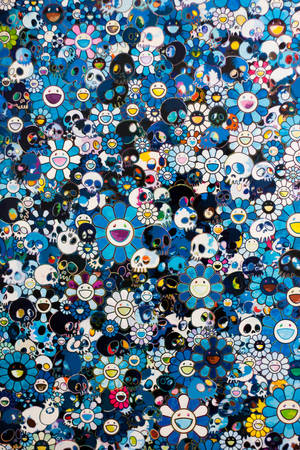 Chỉ Màu Xanh Takashi Murakami 4K — Xiaomi Pad 7 Ultra Hình nền