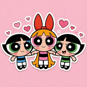 Hình nền phong cách sticker chibi của các cô gái Powerpuff dễ thương — Tecno Phantom V Flip Hình nền