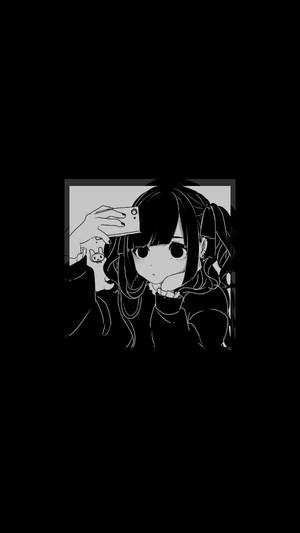 Cô gái anime buồn đơn giản đen trắng