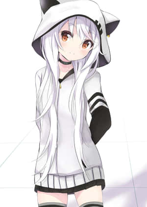 Hình ảnh cô gái anime mặc áo hoodie — iPad thế hệ thứ 10 Hình nền