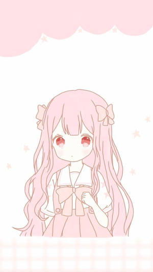 Cô gái anime dễ thương với nơ hồng