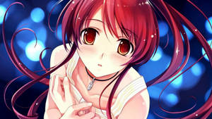 Cô gái anime dễ thương với mái tóc đỏ