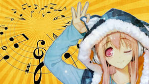 Hình nền Cô gái Anime mặc áo hoodie Super Sonico — Dễ thương anime girl Hình nền