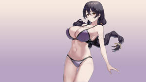 Cô gái anime mặc bikini tím