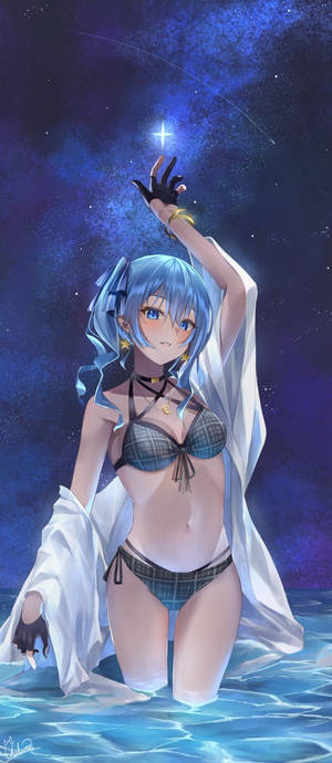 Cô Gái Anime Mặc Bikini Ban Đêm — Galaxy Z Flip Hình nền