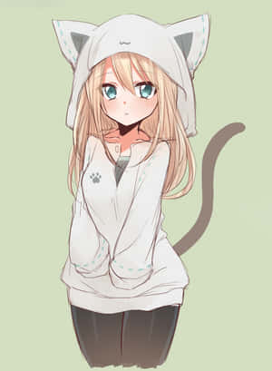 Hình ảnh cô gái anime mặc áo hoodie — Dễ thương anime girl Hình nền