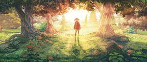 Hình nền Cô gái anime trong rừng.