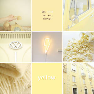 Collage Pastel Vàng Thẩm Mỹ — Pastel Vàng Aesthetic Hình nền
