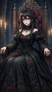 Một công chúa anime mặc váy đen với vương miện gai. — Đen hoạt hình Hình nền