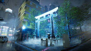 Hình nền Cổng Torii Thành Phố Ghostwire Tokyo