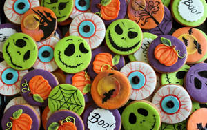Hình nền bánh quy Jack Skellington Halloween dễ thương.