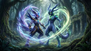 Zacian và Zamazenta trong Khu Rừng Âm U đầy sương mù