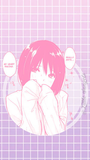 Hình nền cô gái anime thẩm mỹ màu hồng dễ thương.