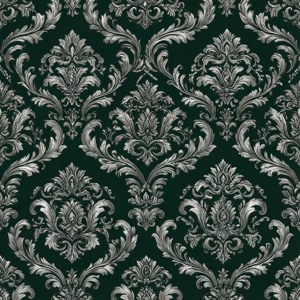 Họa tiết damask bạc tinh xảo trên nền xanh lục đậm, mang phong cách quý tộc Slytherin cho hình nền. — Thẩm mỹ slytherin Hình nền