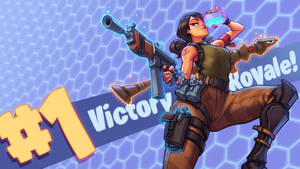 Nhân vật nữ từ Fortnite cầm súng và uống bình khiên hình nền.