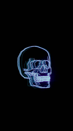 Đầu lâu Neon Thẩm mỹ Xanh đậm HD — Thẩm mỹ xanh đậm Hình nền