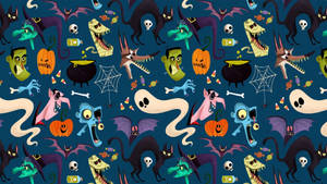 Hình nền đầu ma quái Halloween hoạt hình trôi nổi — Phim hoạt hình halloween Hình nền