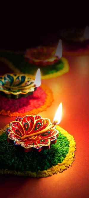 Hình nền đèn dầu Diwali — iPhone 16 Plus Hình nền