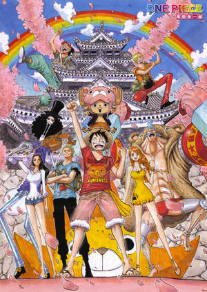Điện thoại One Piece Băng Mũ Rơ Trước Ngôi Đền — One piece điện thoại Hình nền