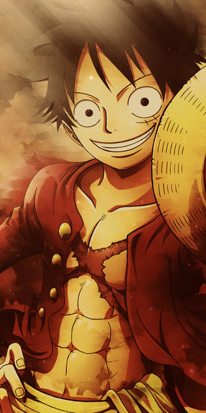 Điện thoại One Piece Luffy mỉm cười với mũ rơm — One piece điện thoại Hình nền