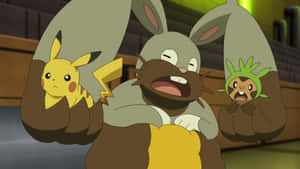 Diggersby Cùng Pikachu Và Chespin — Pikachu Hình nền