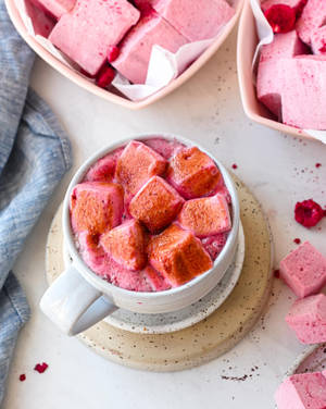 Hình nền Đồ Uống Marshmallow Mâm Xôi Hồng — 4:5 Hình nền