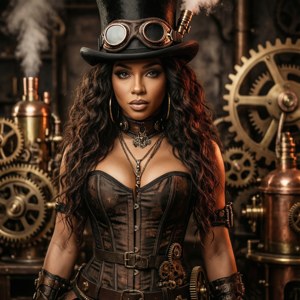 Doja Cat trong vai nhà phát minh steampunk trong một xưởng đầy bánh răng. — Doja cat Hình nền