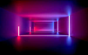 đường hầm tối với đèn neon — Neon tím Hình nền