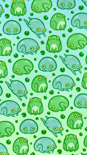 Hình nền Ếch Kawaii Tròn Trong Họa Tiết