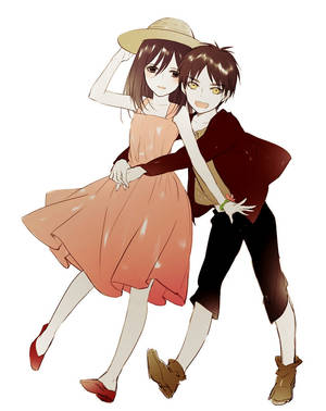 Eren Mikasa Dễ Thương Cười Và Ôm Nhau — Anime ôm Hình nền
