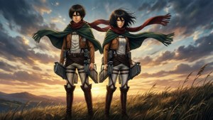 Eren và Mikasa trong Attack on Titan — Anime couple GIF Hình nền