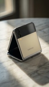 Hình nền Hình nền tối giản thanh lịch với Galaxy Z Flip 5 trên nền đá cẩm thạch.