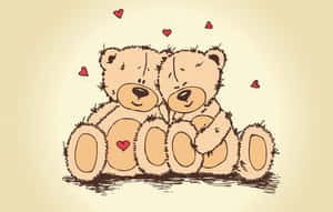 Gấu Bông Dễ Thương Valentine Nghệ Thuật Số — Valentine dễ thương Hình nền