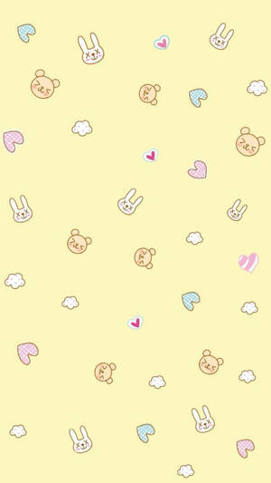 Gấu Và Thỏ Màu Vàng Pastel — Pastel Vàng Aesthetic Hình nền