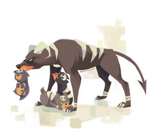 Gia đình Houndoom dễ thương — Máy tính để bàn GIF Hình nền
