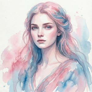 Hình nền vuông màu nước trừu tượng về Freya với tông màu pastel nhẹ nhàng. — Pixel Watch 5 Hình nền