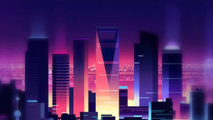 Hình nền neon tím thành phố về đêm